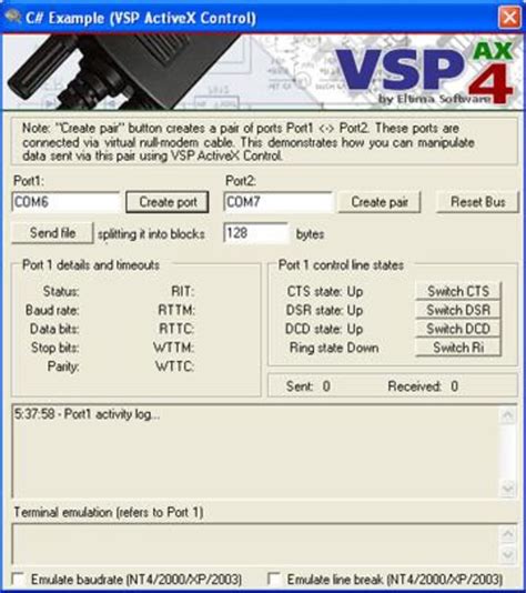 Virtual Serial Port ActiveX for Windows
